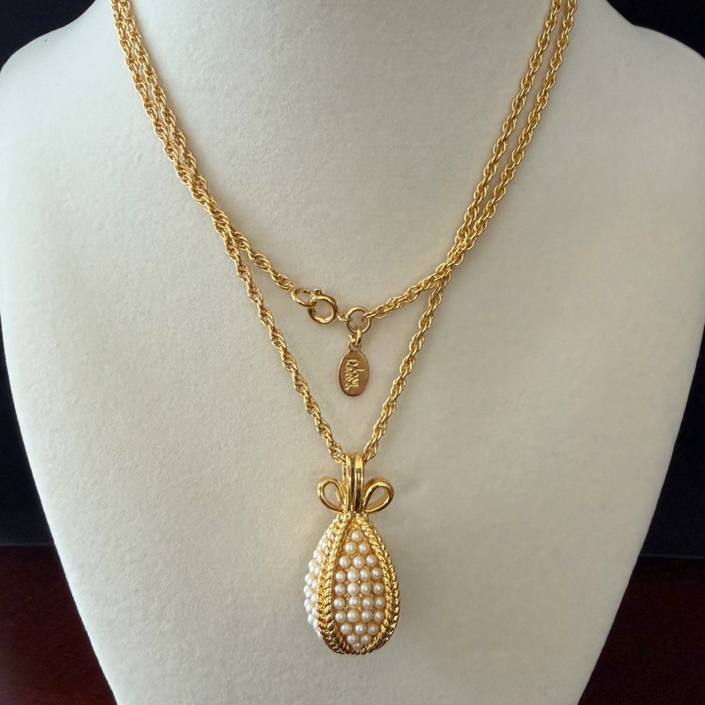 Vintage 1990’s Joan Rivers Seed Bead Pearl Faberge Egg with a Bow